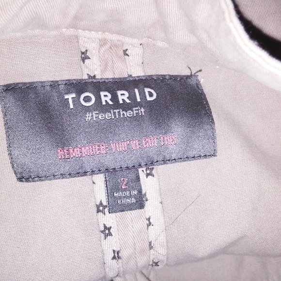 Torrid Utility Jacket Plus Size 2 2X Khaki Zip Up Military Solid Pockets Long Sl - Picture 12 of 14